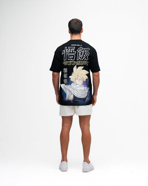 Camiseta Oversized Dragon Ball Z Son Gohan Preto