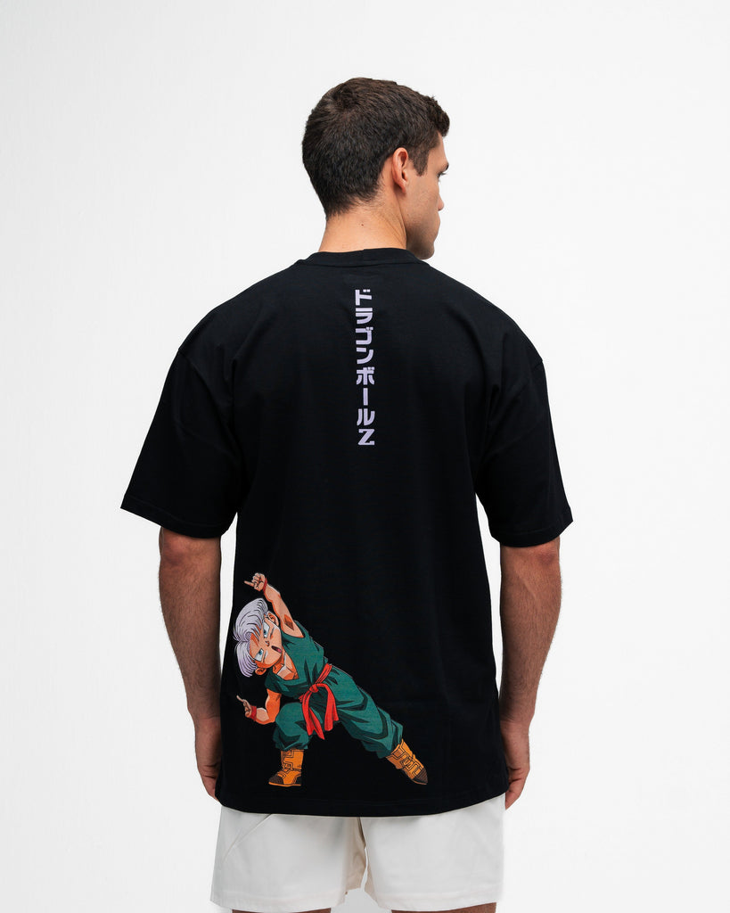 Camiseta Oversized Estonada Dragon Ball Z Trunks Fusao Preto