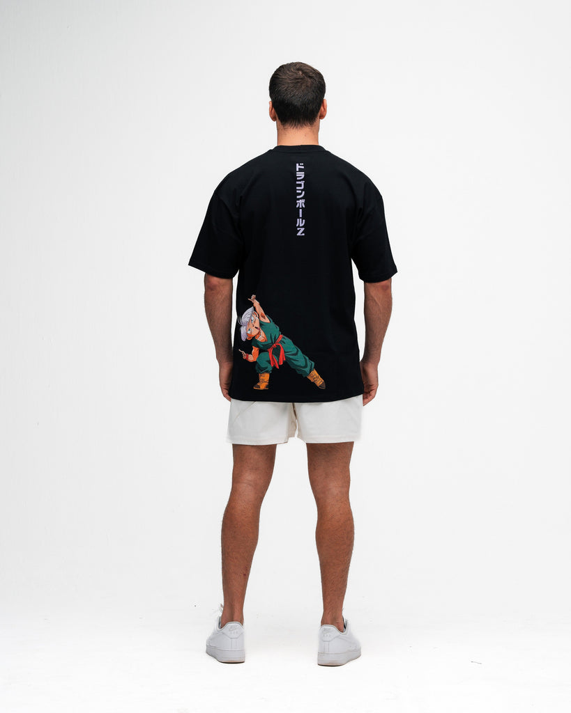 Camiseta Oversized Dragon Ball Z Trunks Fusao Preto