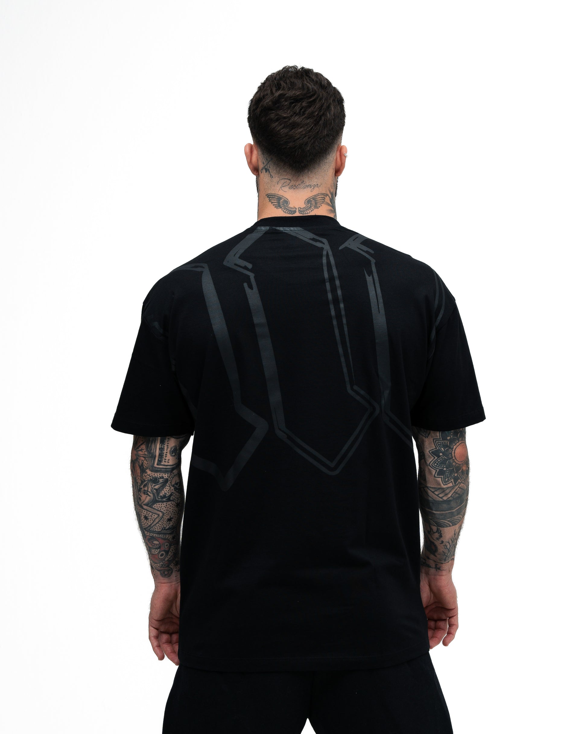 Camiseta Oversized Mith Nation Graphic Doodle Preto