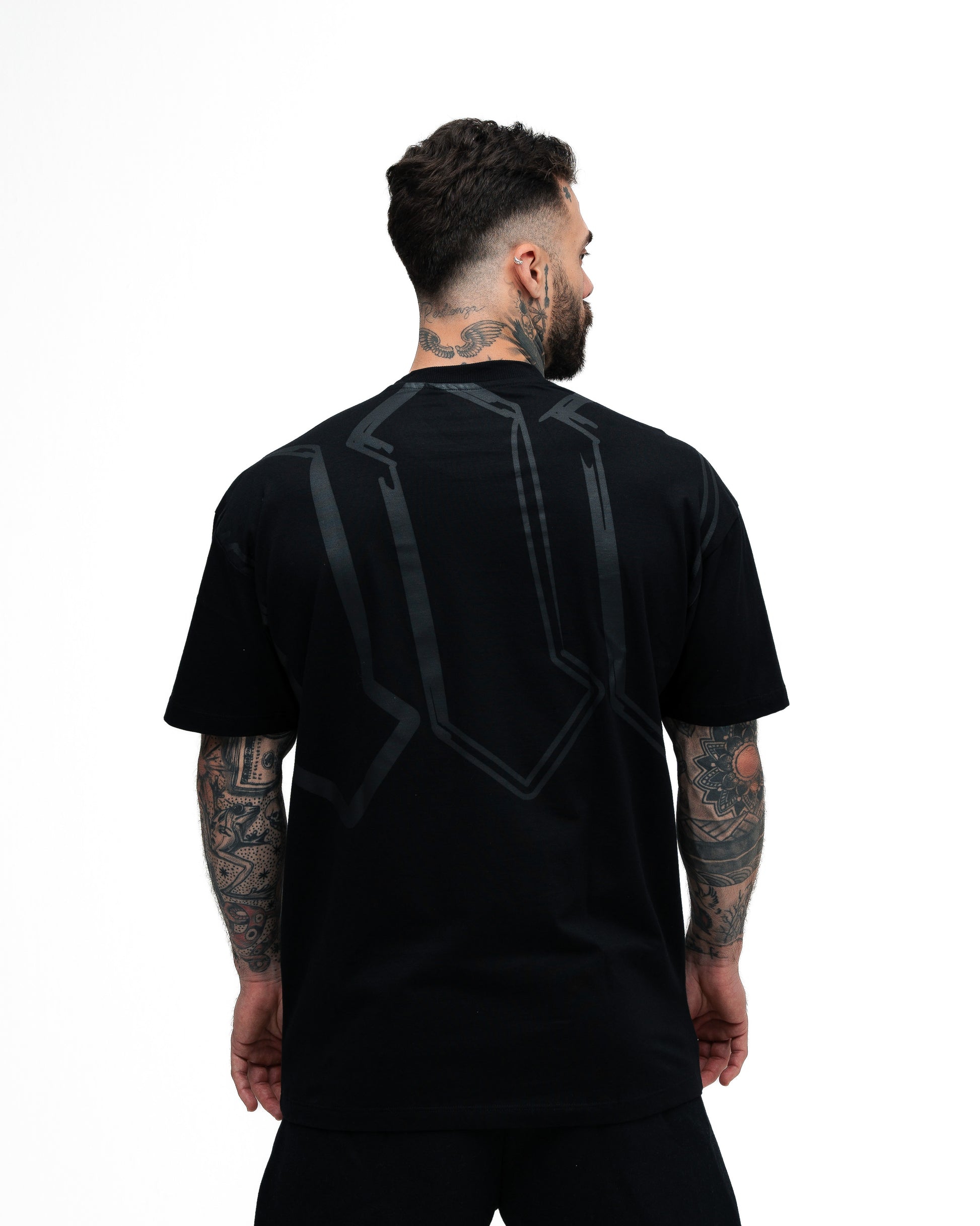 Camiseta Oversized Mith Nation Graphic Doodle Preto