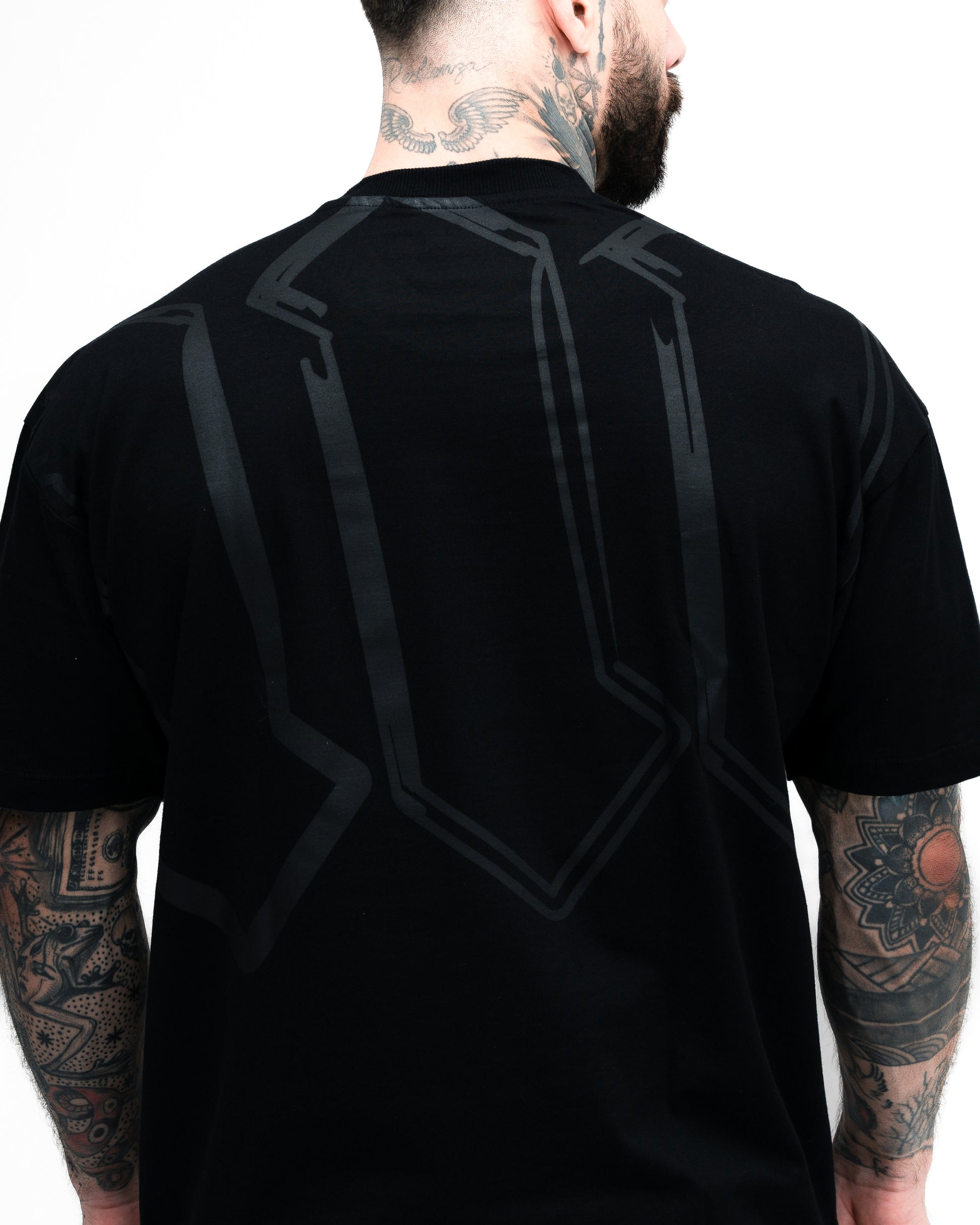 Camiseta Oversized Mith Nation Graphic Doodle Preto