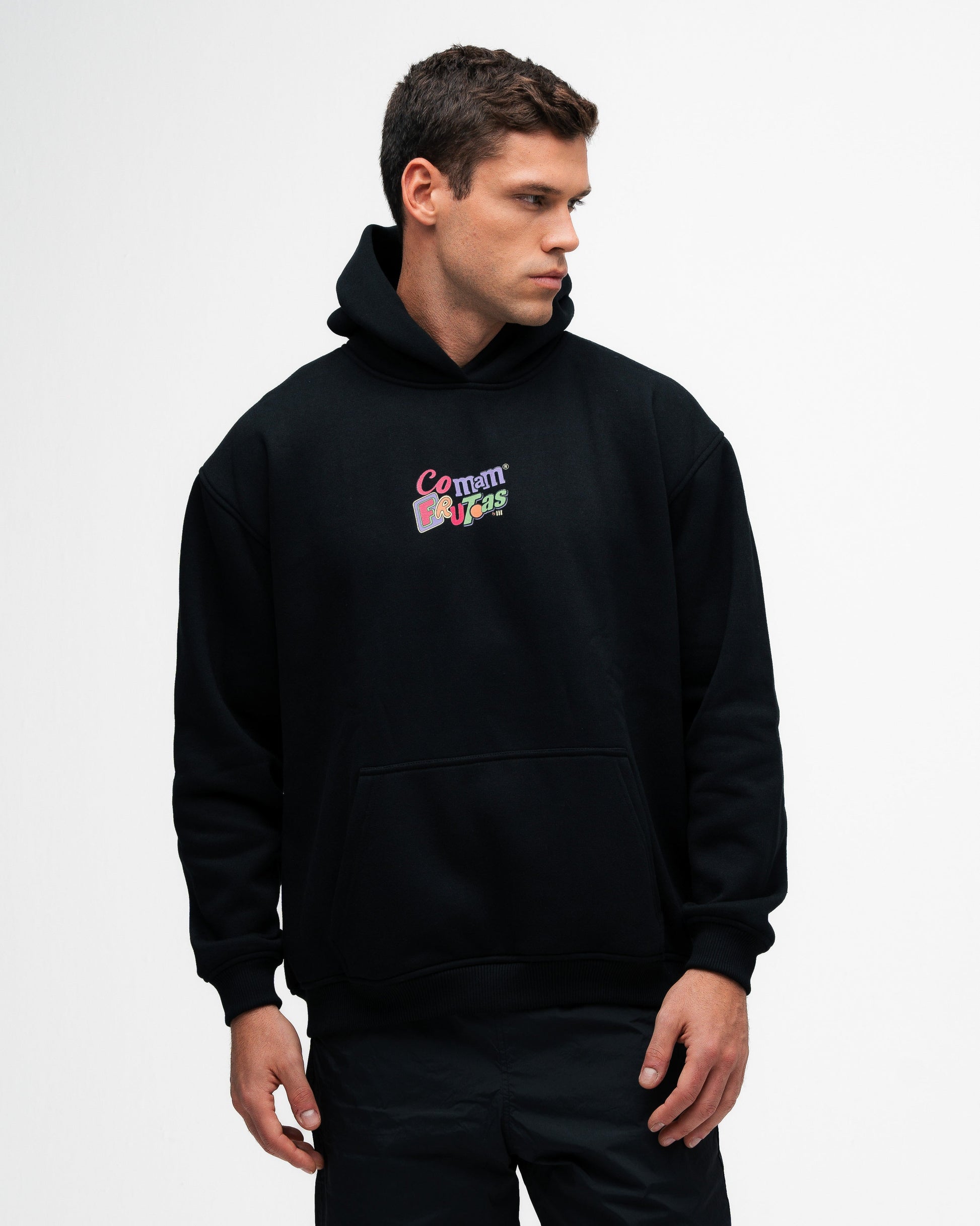 Blusa de Moletom Oversized Capuz Mith Comam Frutas MM'S Preto
