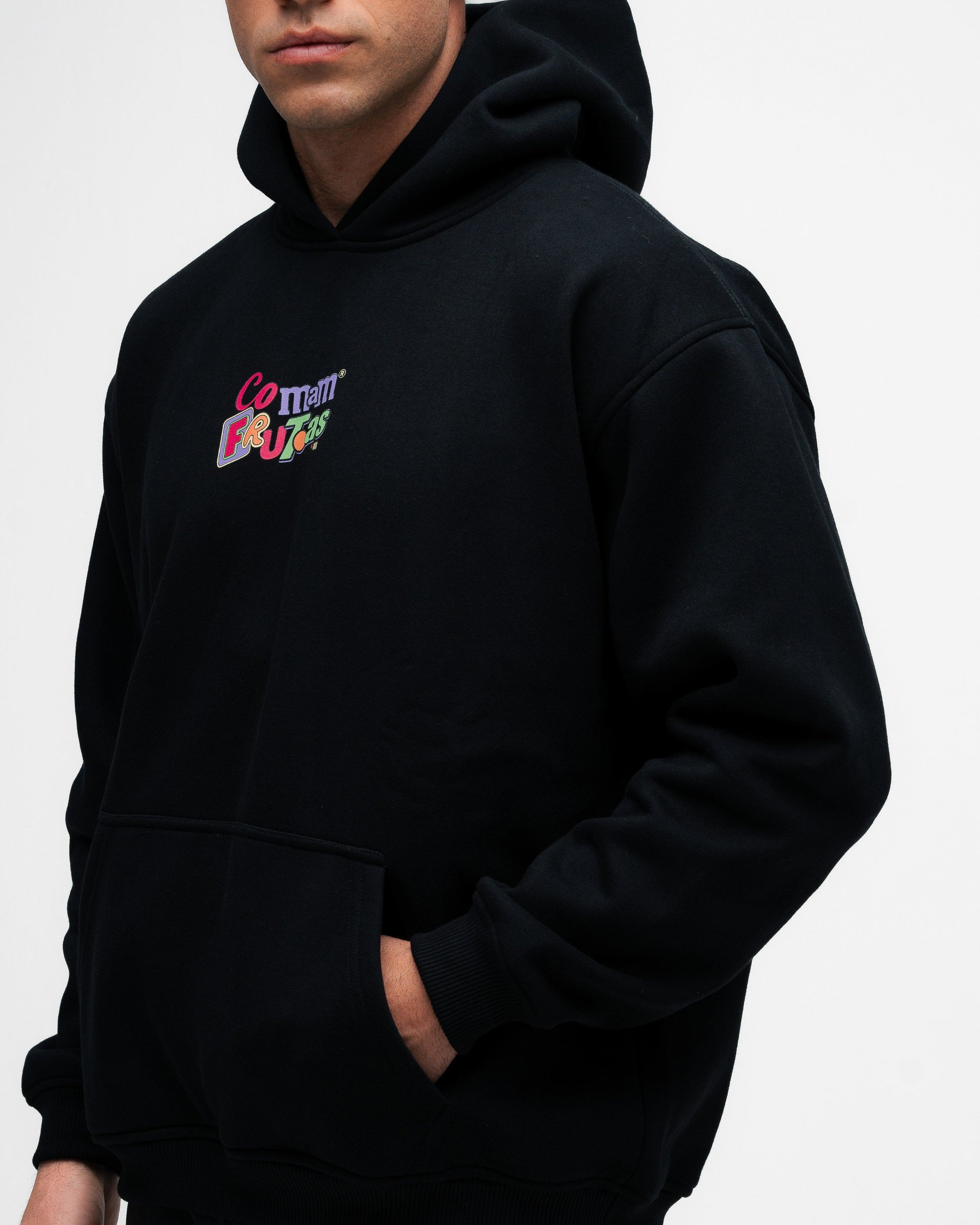 Blusa de Moletom Oversized Capuz Mith Comam Frutas MM'S Preto
