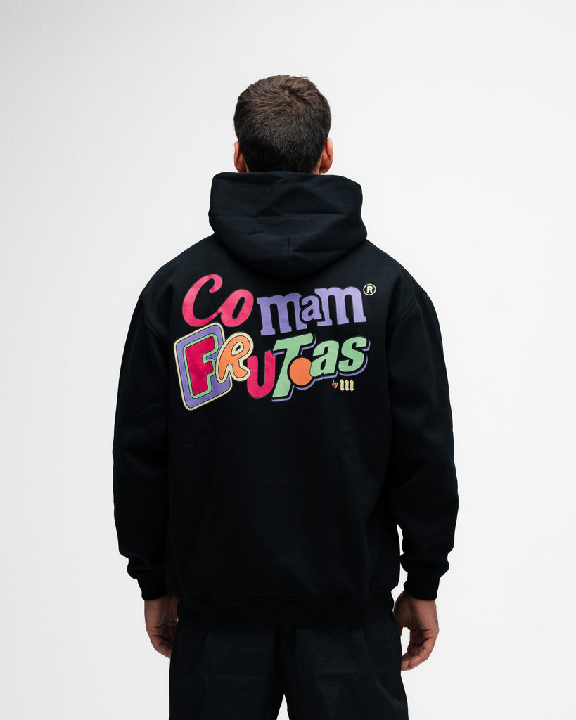Blusa de Moletom Oversized Capuz Mith Comam Frutas MM'S Preto
