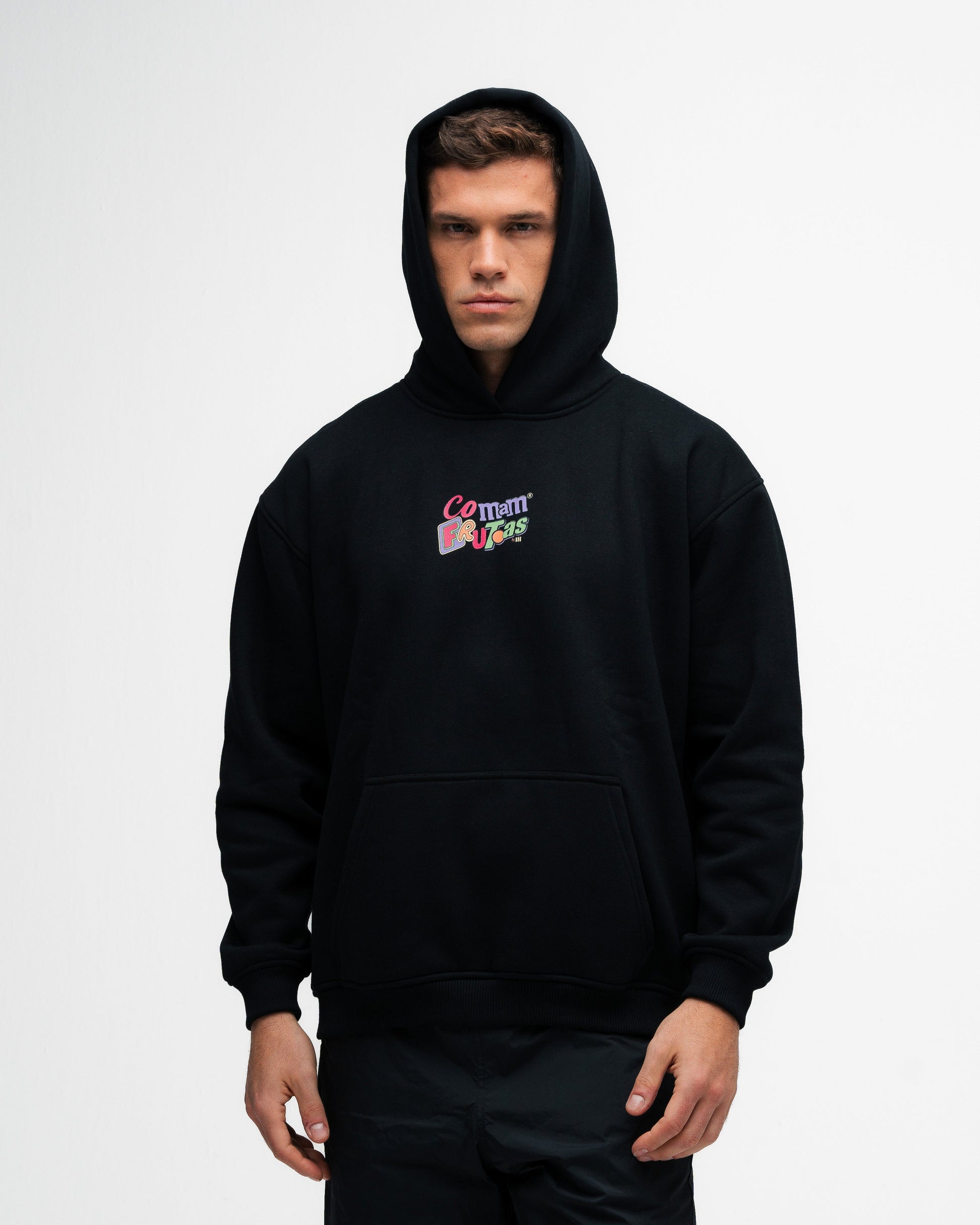 Blusa de Moletom Oversized Capuz Mith Comam Frutas MM'S Preto
