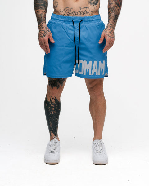 Shorts Curto Tactel Comam Frutas Write Azul