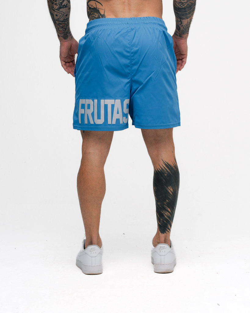 Shorts Curto Tactel Comam Frutas Write Azul