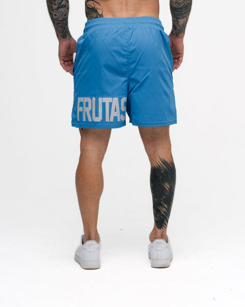 Shorts Curto Tactel Comam Frutas Write Azul