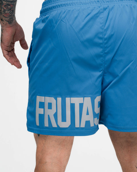 Shorts Curto Tactel Comam Frutas Write Azul