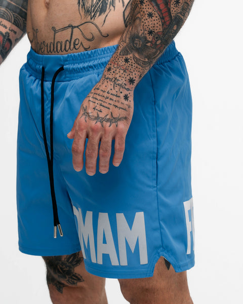 Shorts Curto Tactel Comam Frutas Write Azul