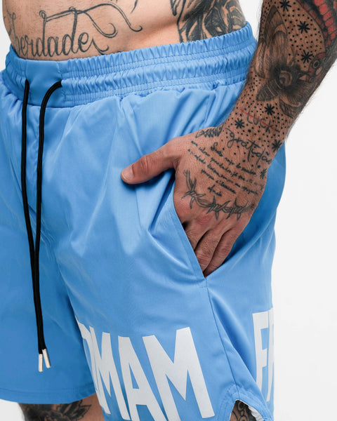 Shorts Curto Tactel Comam Frutas Write Azul