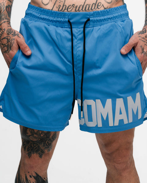 Shorts Curto Tactel Comam Frutas Write Azul