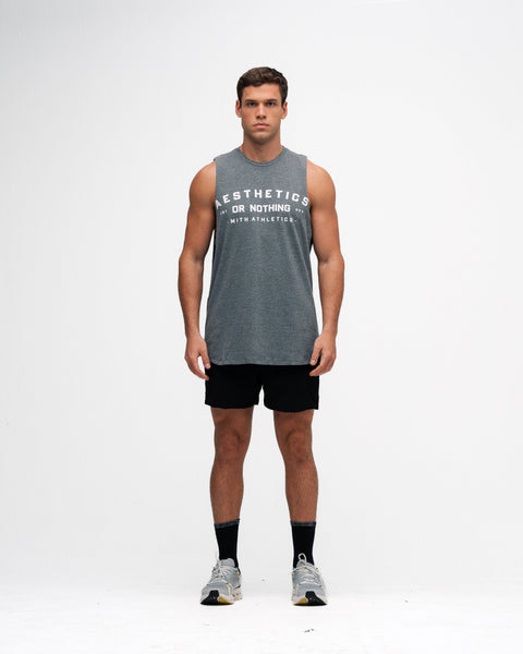 Regata Cut Off Mith Nation Aesthetics or Nothing Cinza Mescla