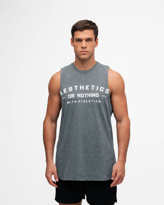 Regata Cut Off Mith Nation Aesthetics or Nothing Cinza Mescla