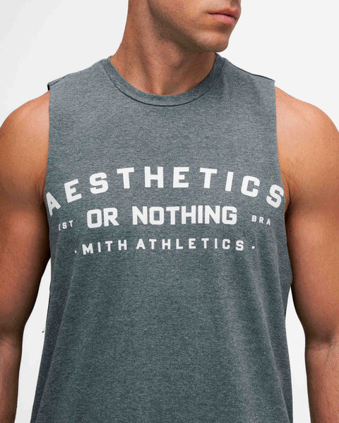 Regata Cut Off Mith Nation Aesthetics or Nothing Cinza Mescla