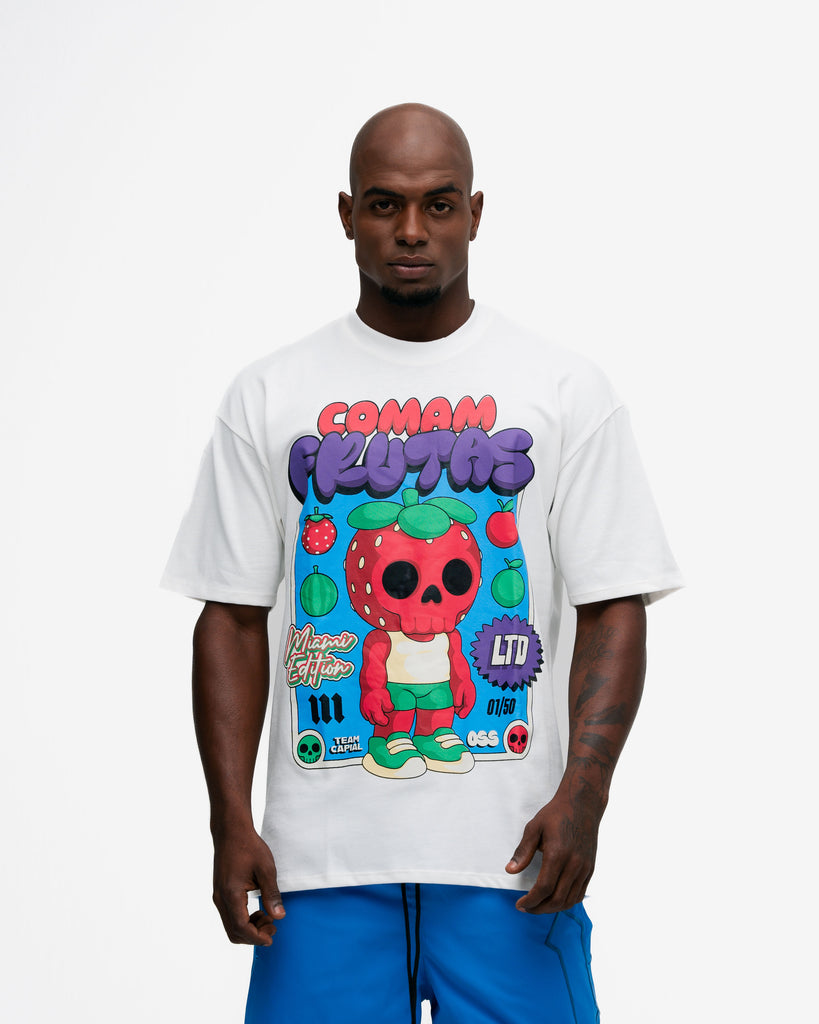 Camiseta Oversized Comam Frutas Neon Toyart Off White