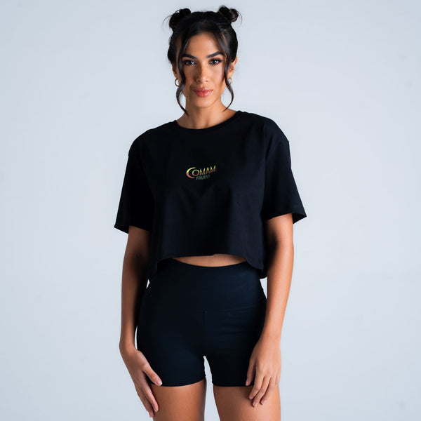 Cropped Oversized Comam Frutas Girl Preto