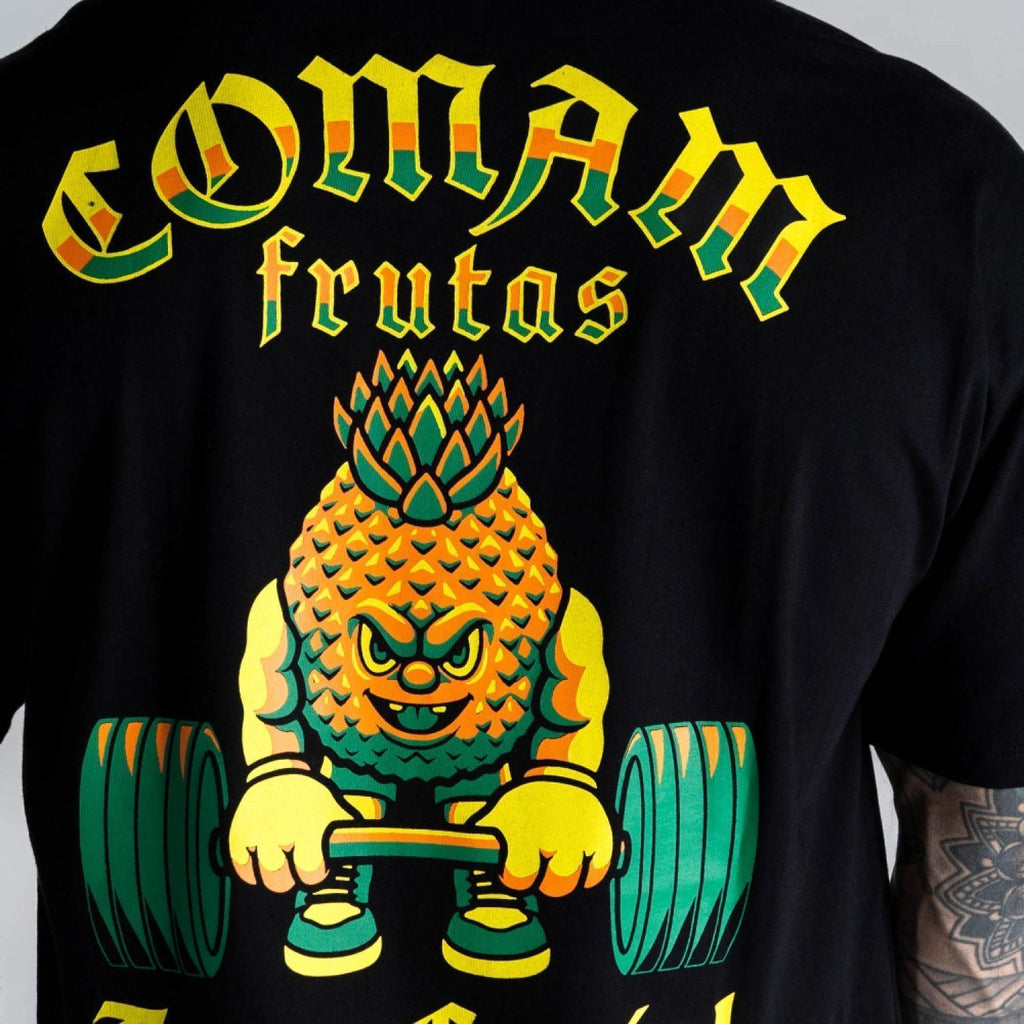 Camiseta Oversized Comam Frutas Abacaxi Preta