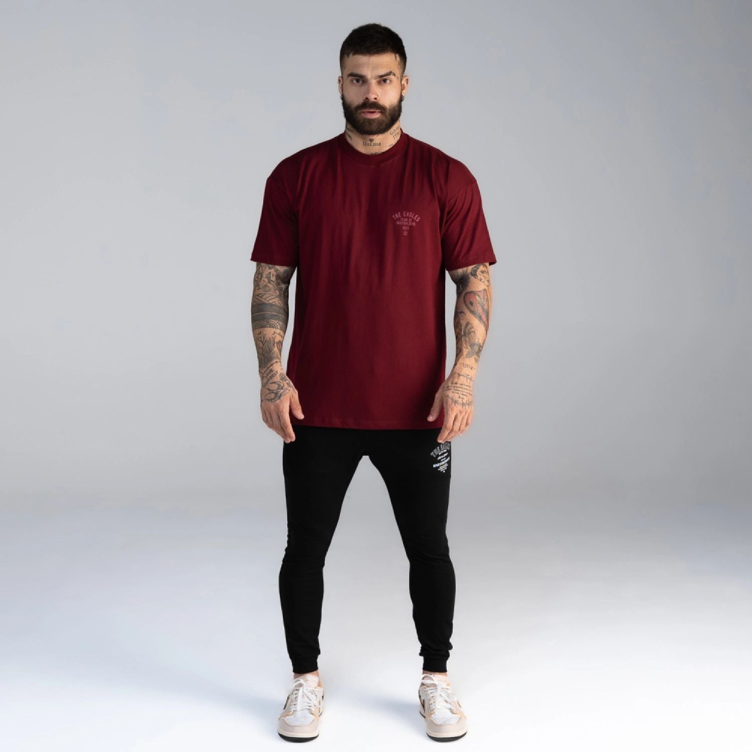 Camiseta Oversized Mith Army Team Bodybuilding Bordô