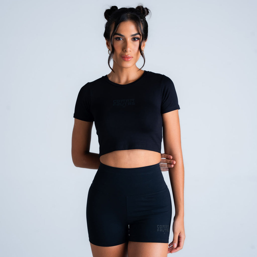 Cropped Básico Comam Frutas Logo Preto