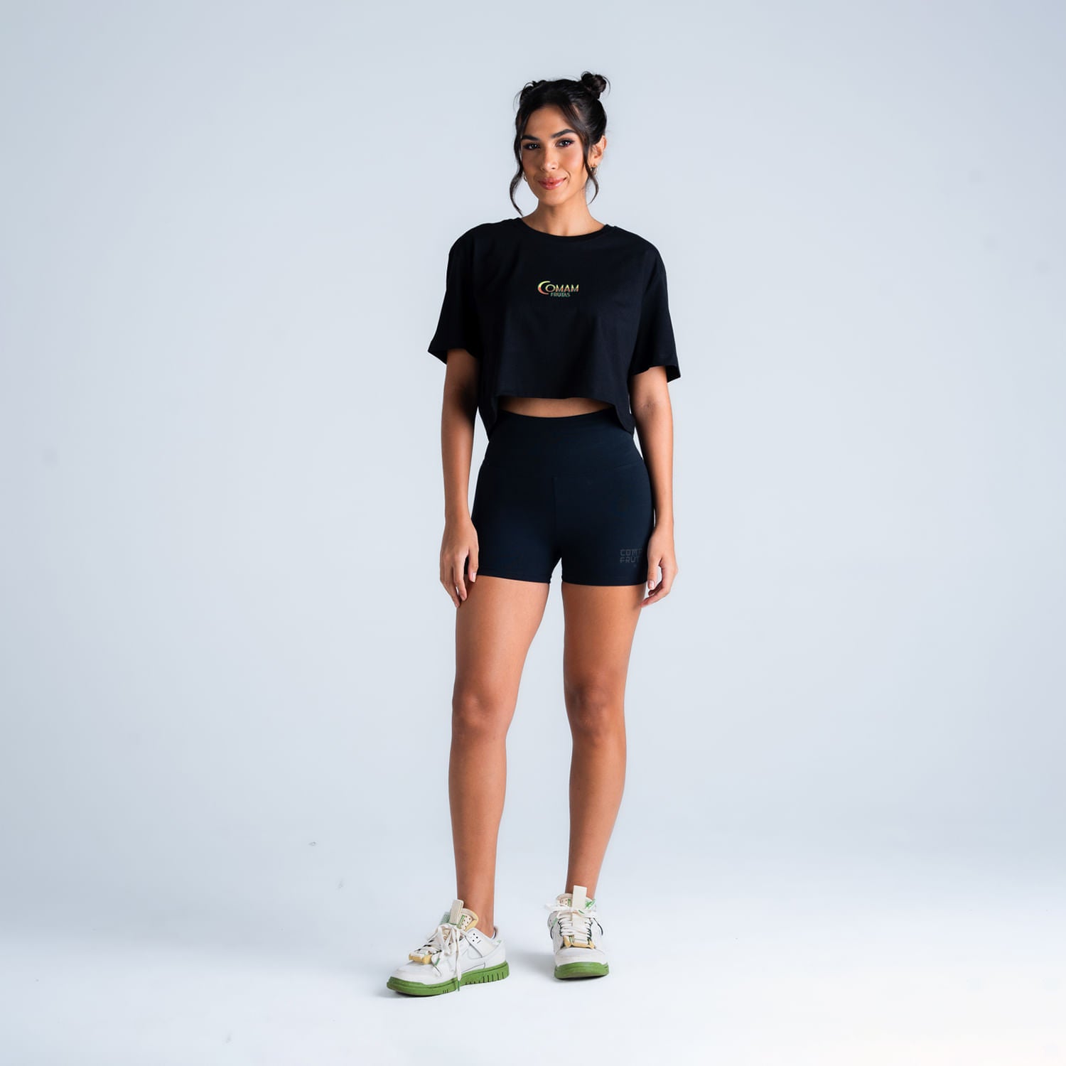 Cropped Oversized Comam Frutas Girl Preto