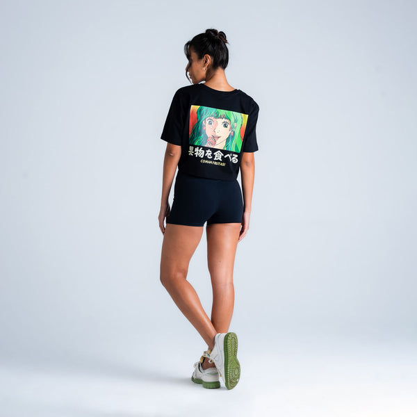 Cropped Oversized Comam Frutas Girl Preto