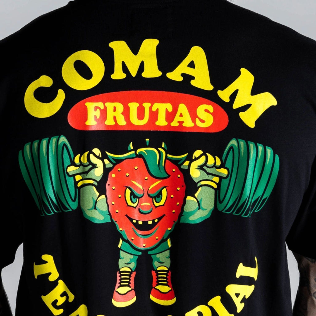 Camiseta Comam Frutas Morango Preta