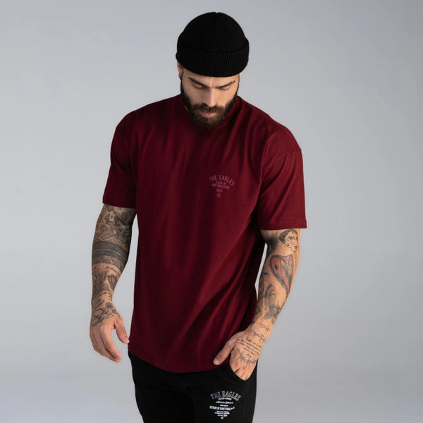 Camiseta Oversized Mith Army Team Bodybuilding Bordô