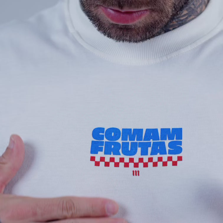 Camiseta Oversized Comam Frutas Reticle Blue Burger Off White