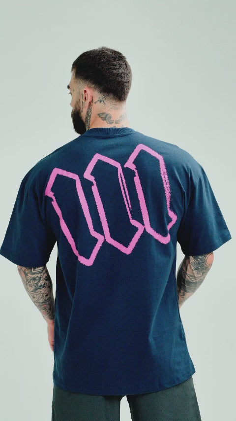 Camiseta Oversized Mith Nation Scribble Marinho