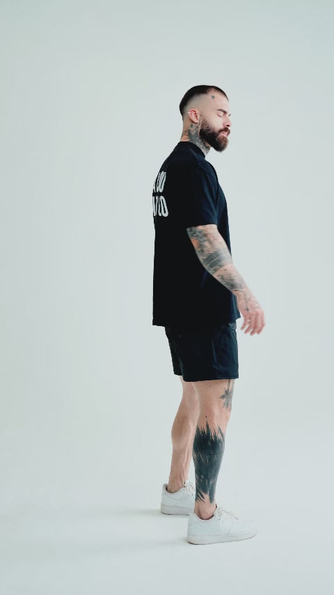 Camiseta <strong>Oversized Treino</strong> Mith Era Isso ou Psicólogo Preto