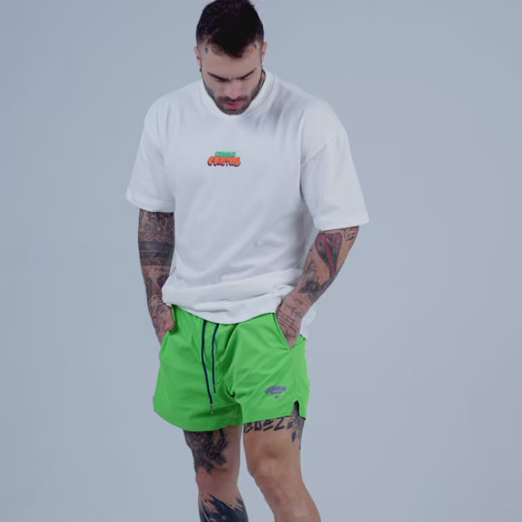 Shorts Curto Tactel Comam Frutas Verde