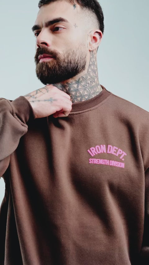 Blusa De Moletom Estonada Iron Dept. Marrom