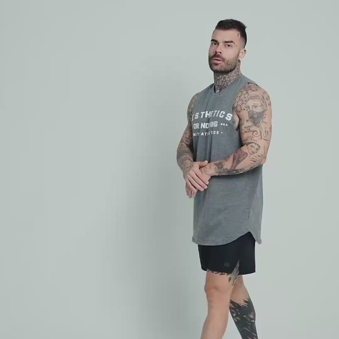 Regata Cut Off Mith Nation Aesthetics or Nothing Cinza Mescla